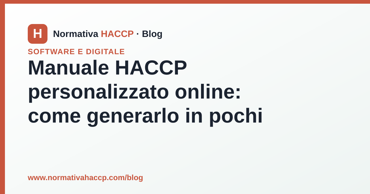 Schermata di un software per generare il manuale HACCP personalizzato online