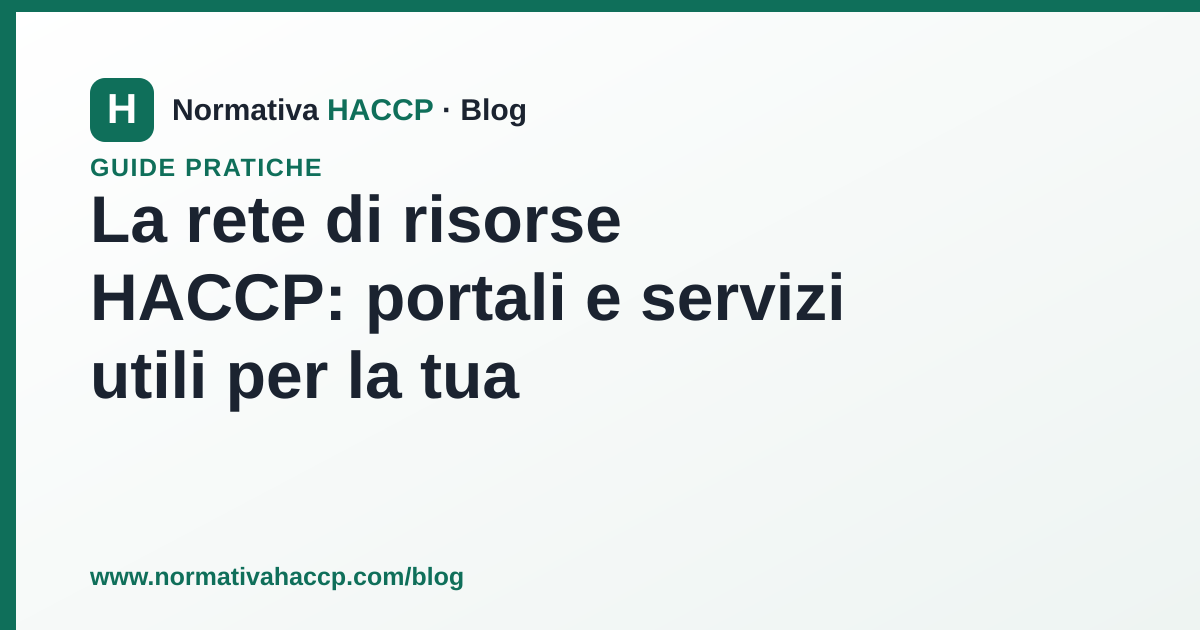 Mappa dei portali e servizi della rete HACCP per la sicurezza alimentare